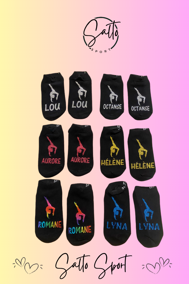 Chaussettes flocage GYM plus prénom PLUSIEURS COLORIS