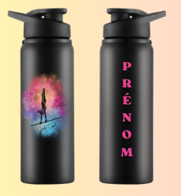 Gourde Alu noire GYM PRENOM OFFERT au dos