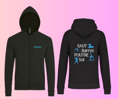 Sweat zIppé a capuche COLLECTION 4 agrès texte