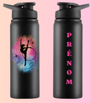 Gourde Alu noire GRS PRENOM OFFERT au dos