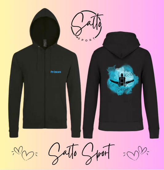 Sweat zIppé a capuche COLLECTION GAM Nuage bleu Anneaux ou Fixe