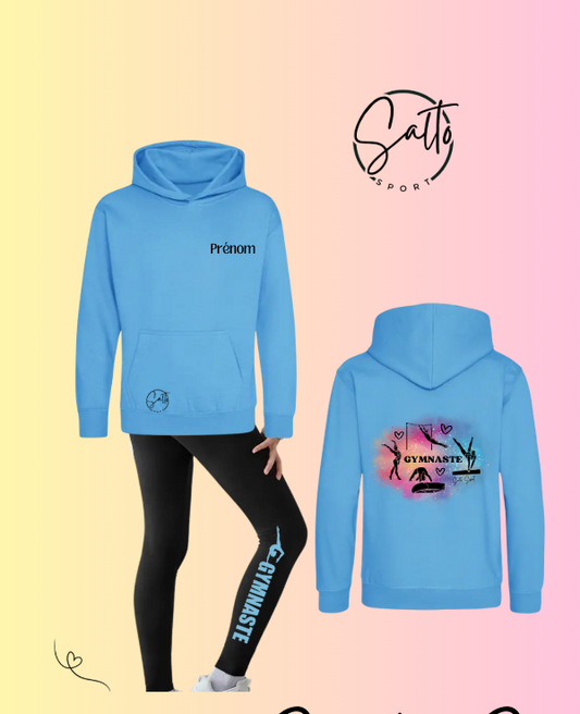 ENSEMBLE Sweat à capuche et leggings au choix rose, turquoise, mauve ou mint