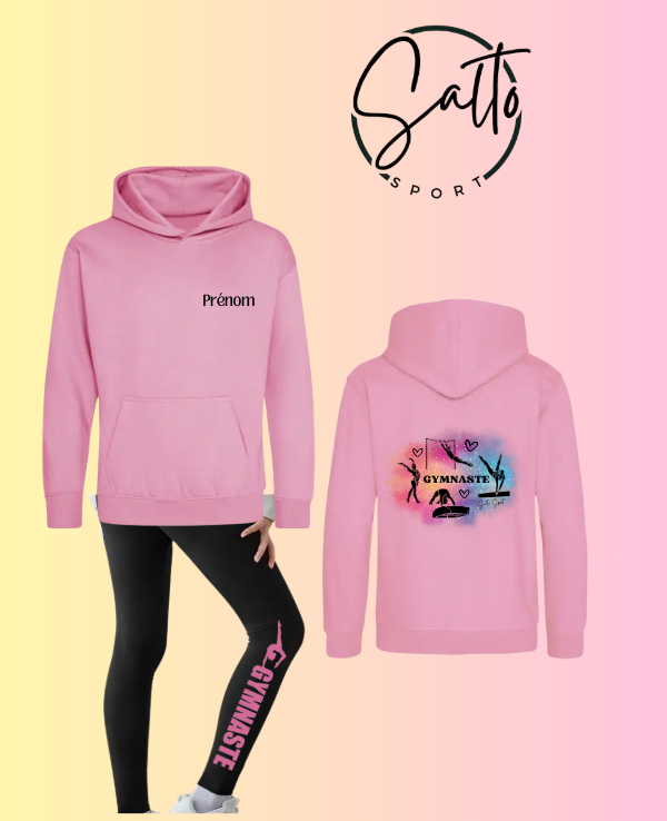 ENSEMBLE Sweat à capuche et leggings au choix rose, turquoise, mauve ou mint