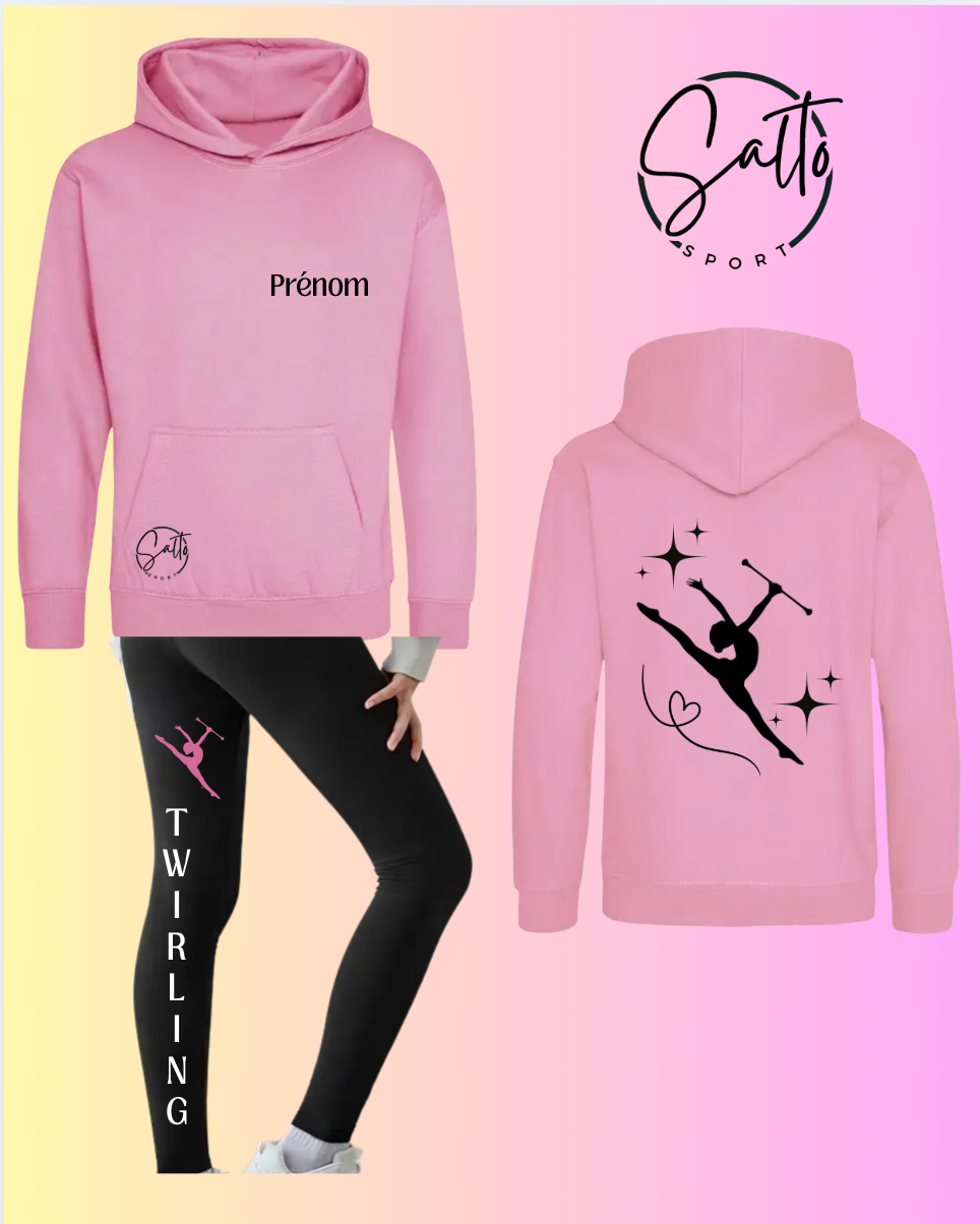 Ensemble TWIRLING pastel ( bleu rose ou violet )sweat et leggings