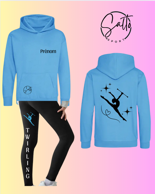 Ensemble TWIRLING pastel ( bleu rose ou violet )sweat et leggings