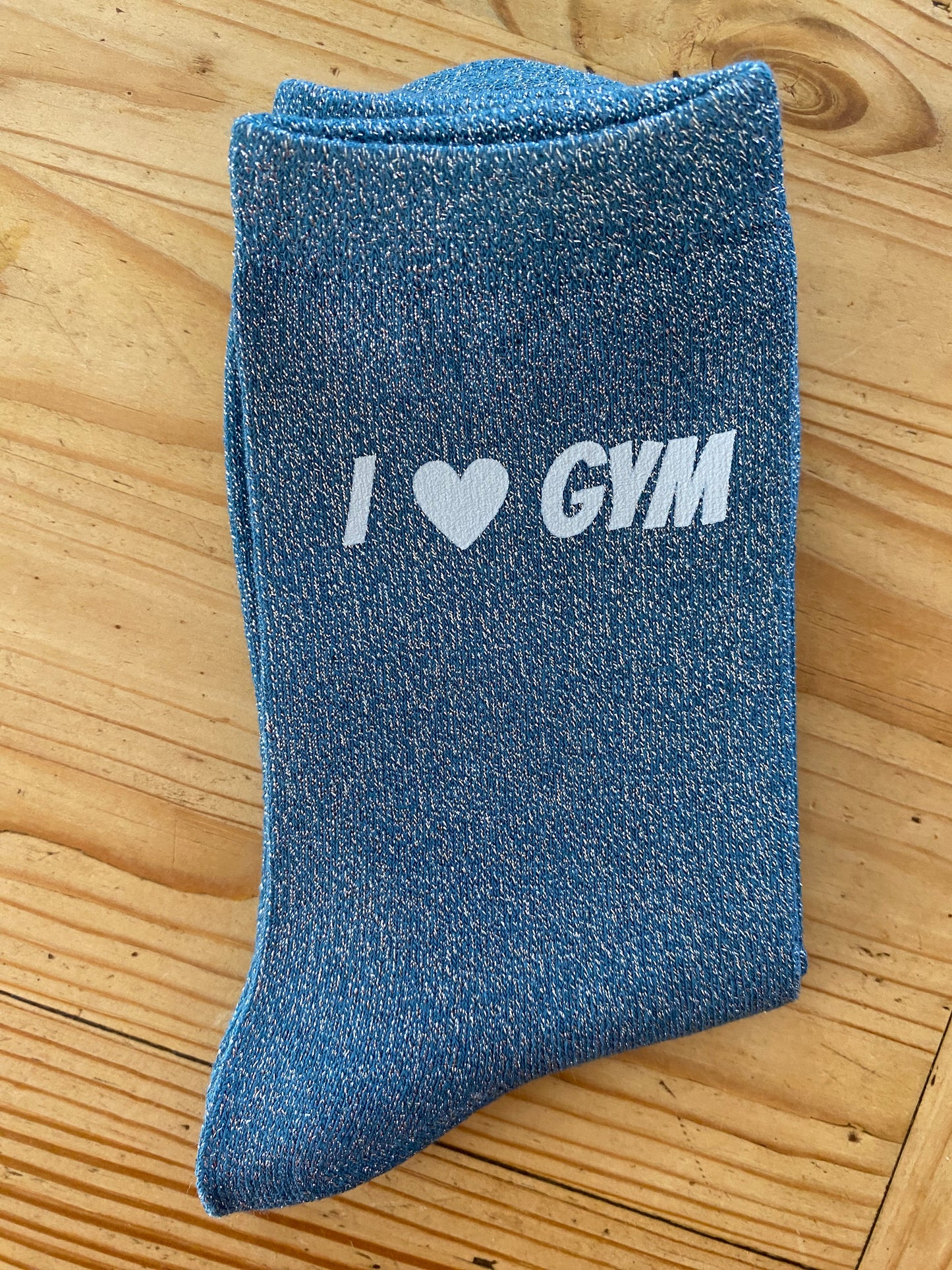 Chaussettes à paillettes I love gym