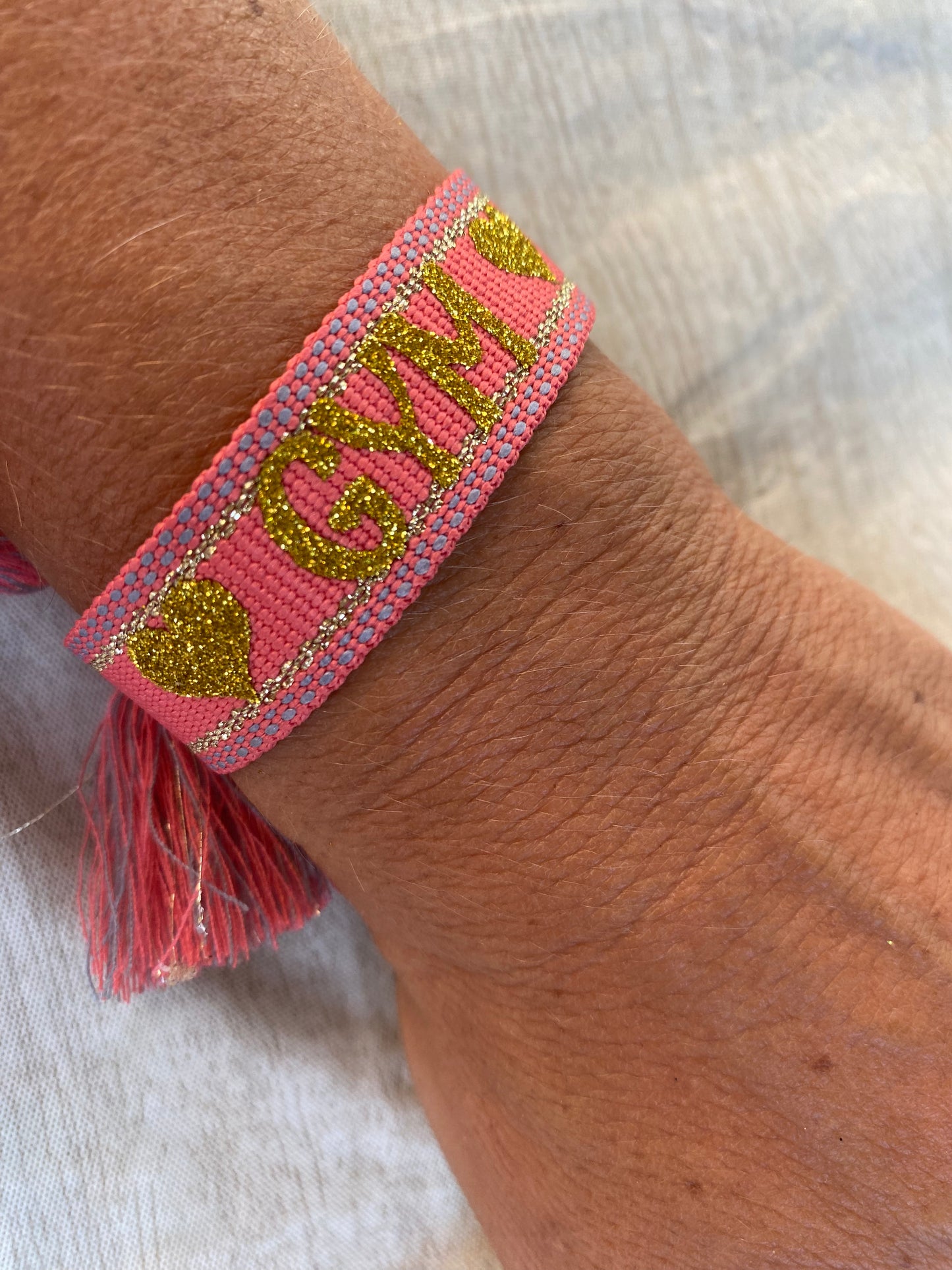 Bracelet Tissu pompons GYM