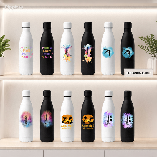 Gourde Alu modèle barres asymétriques multicolore PRENOM OFFERT au dos