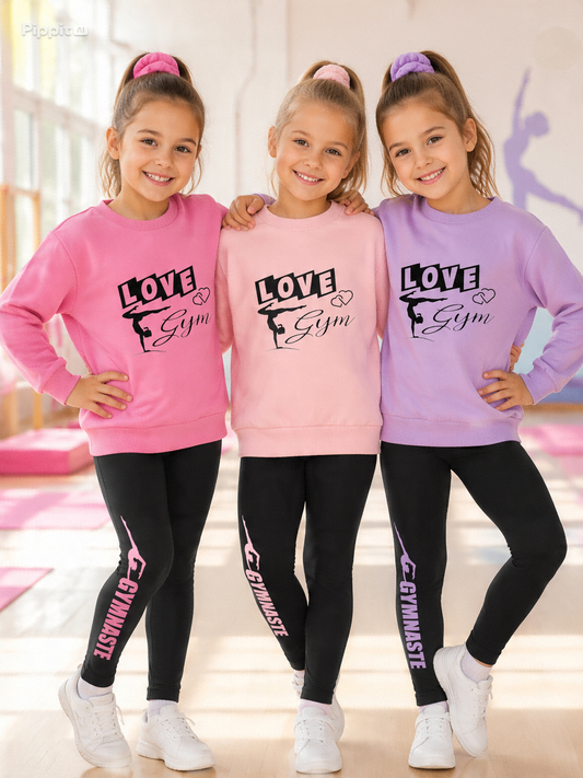 Ensemble sweat et leggings gymnastique gym au choix ROSE ou VIOLET ou FUSHIA
