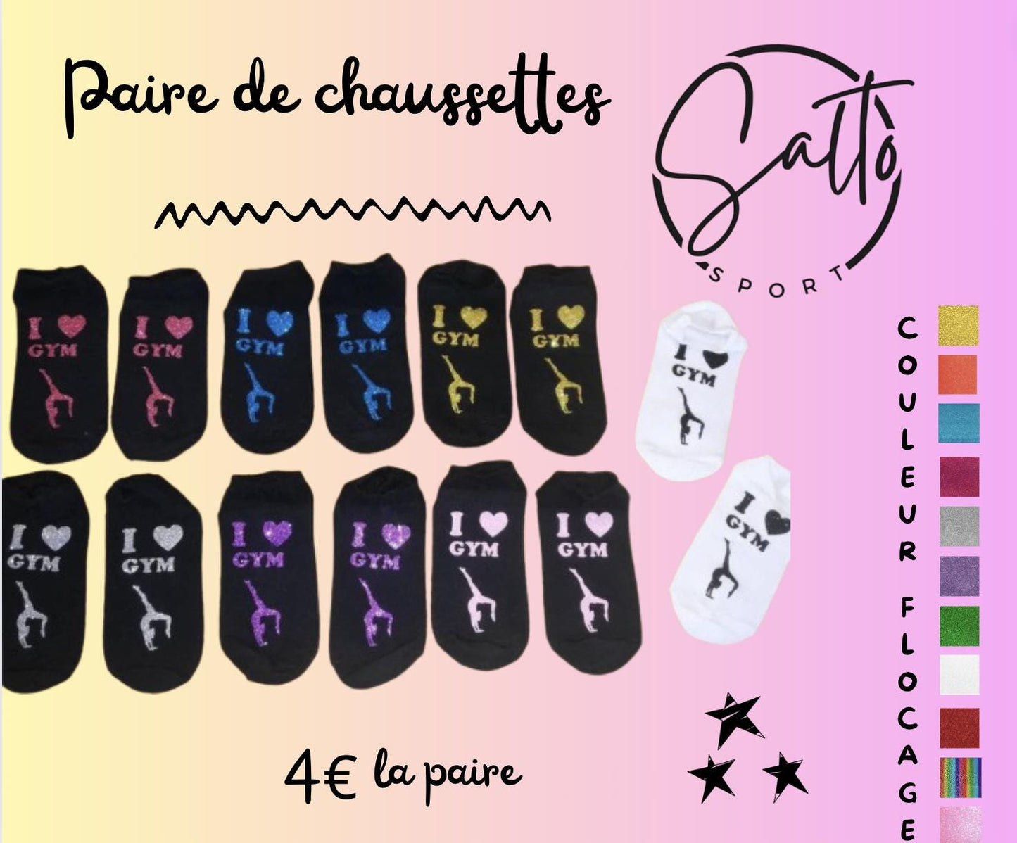 Chaussettes flocage I LOVE GYM