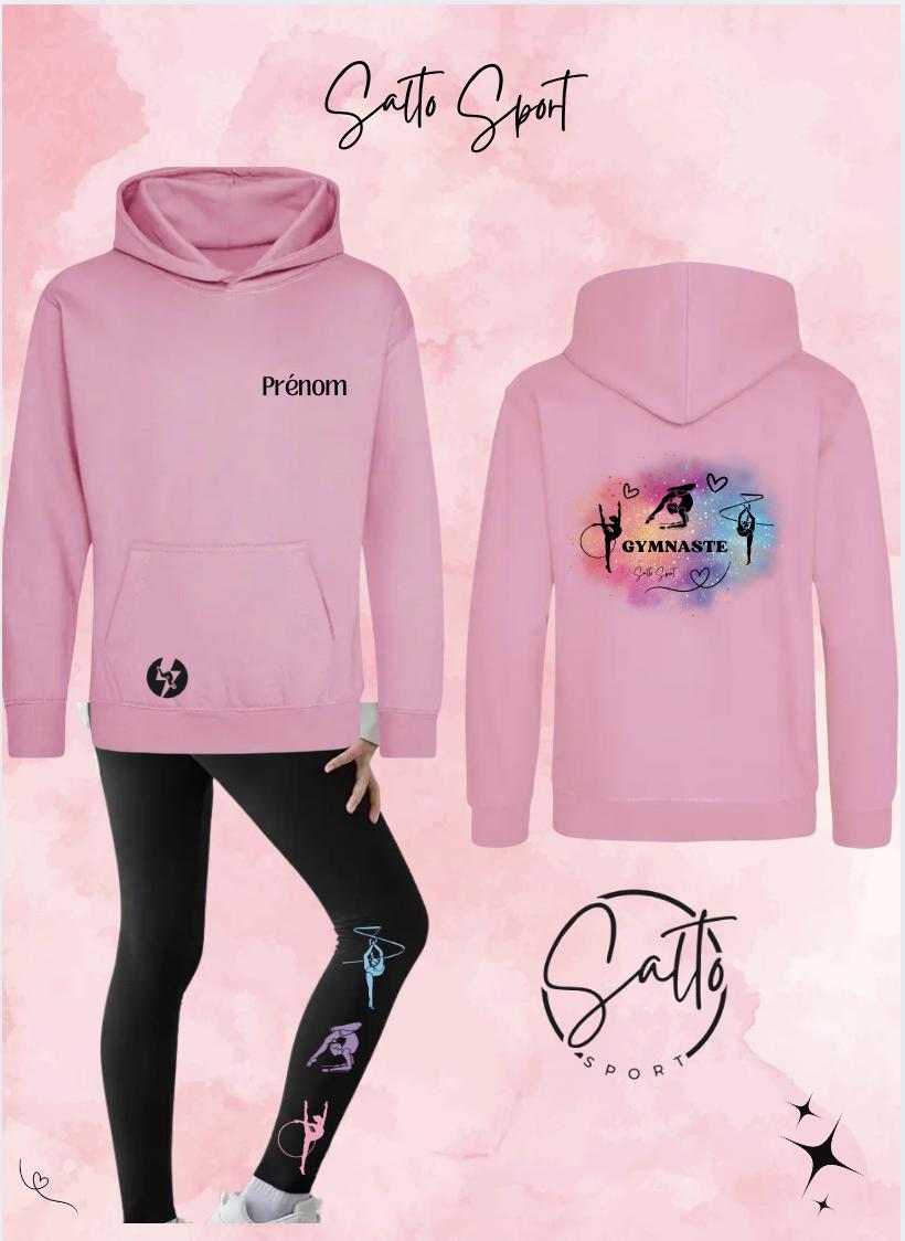 Ensemble pastel sweat a capuche veste et leggings GR GRS engins   (au choix sweat ou veste couleur Rose, Violet, Turquoise et Vert menthe)