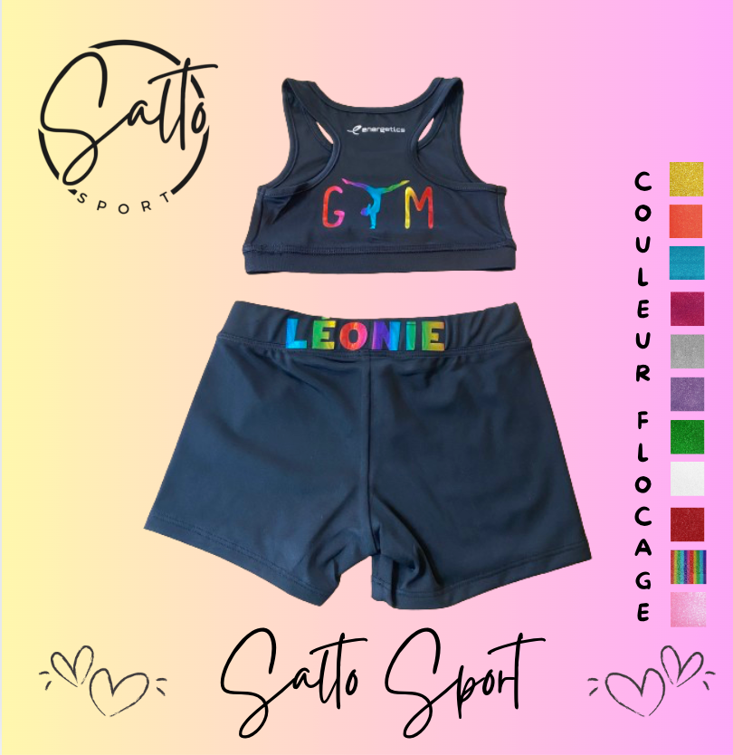Short et brassière GYM personnalisé couleur de flocage au choix