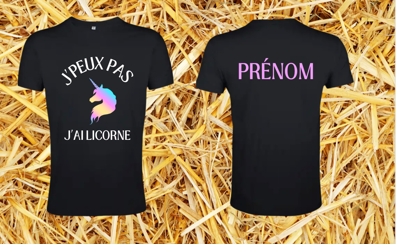 T SHIRT EQUITATION PONEY LICORNE du 4 ans au XXL personnalisé