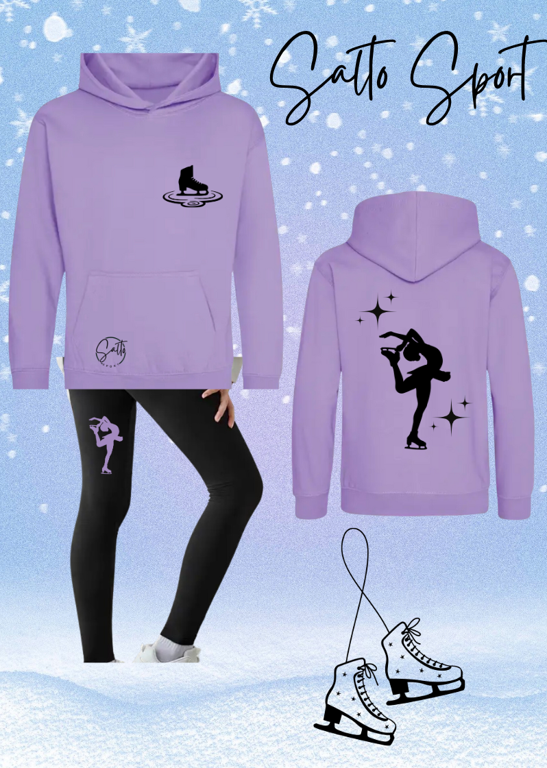 ENSEMBLE PATINAGE Sweat à capuche et leggings au choix (rose, turquoise, mauve ou mint)