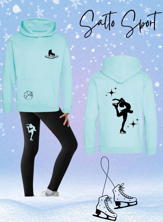 ENSEMBLE PATINAGE Sweat à capuche et leggings au choix (rose, turquoise, mauve ou mint)