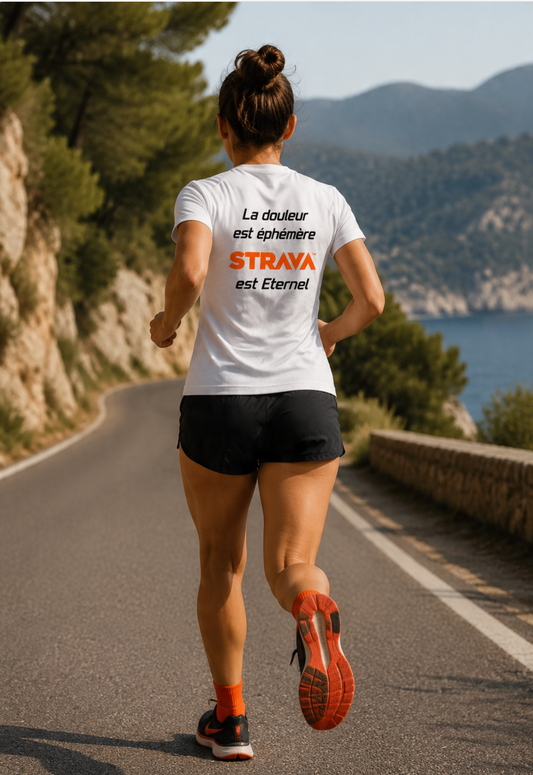 T shirt sport blanc ou noir STRAVA personnalisable avec ton compte STRAVA boost tes kudos !