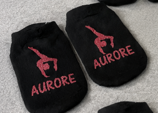 Chaussettes flocage GYM plus prénom PLUSIEURS COLORIS