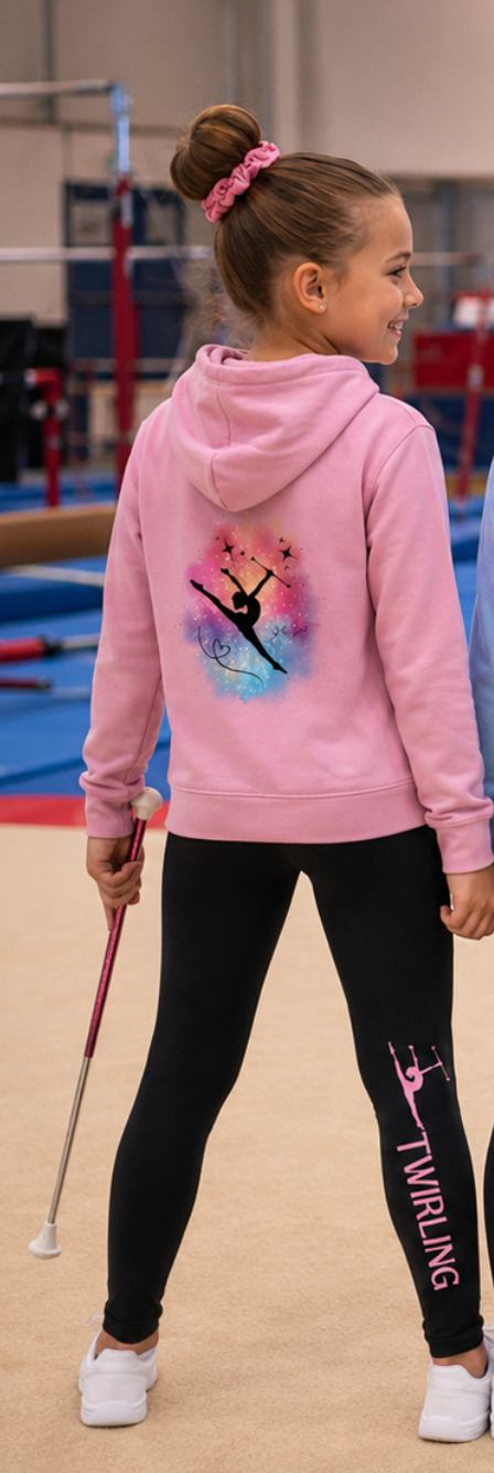 Ensemble sweat a capuche et leggings TWIRLING gym au choix Rose, Violet, Turquoise et Vert menthe