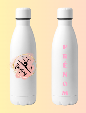 Bouteille Alu blanc TWIRLING PRENOM OFFERT au dos