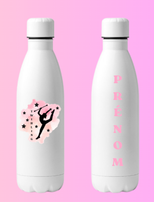 Bouteille Alu blanc TWIRLING PRENOM OFFERT au dos