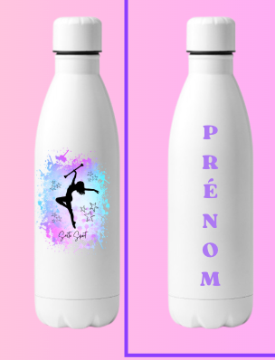 Bouteille Alu blanc TWIRLING PRENOM OFFERT au dos
