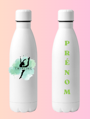 Bouteille Alu blanc TWIRLING PRENOM OFFERT au dos