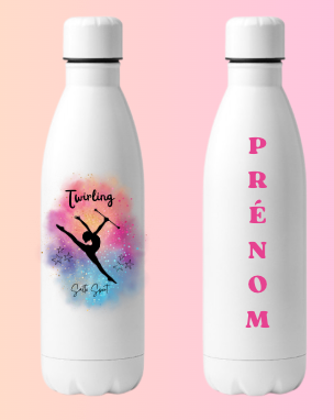 Bouteille Alu blanc TWIRLING PRENOM OFFERT au dos