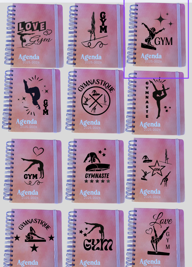 Agenda Scolaire GYM 2025/26 dégradé rose orange