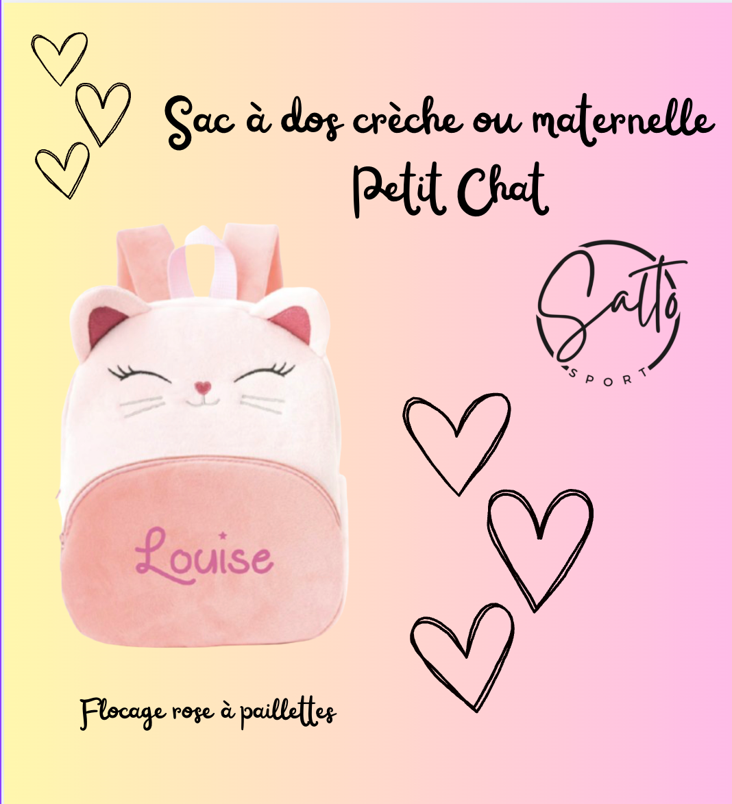 Sac maternelle ou crèche petit chat tout doux