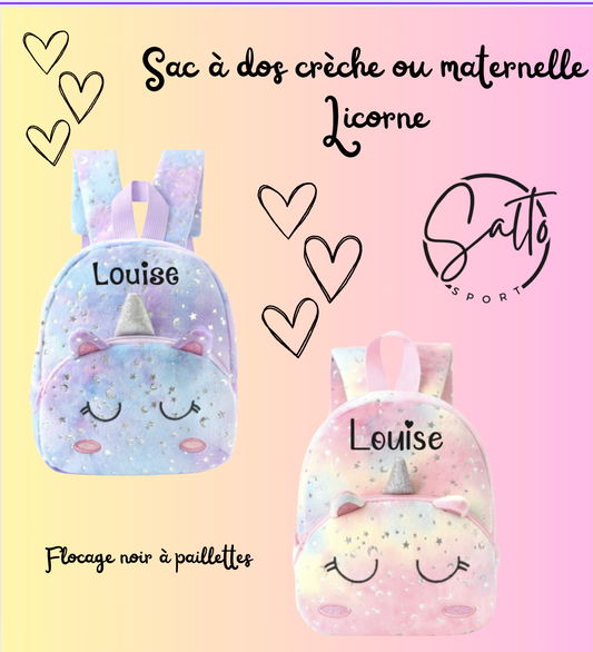 Sac maternelle ou crèche licorne tout doux