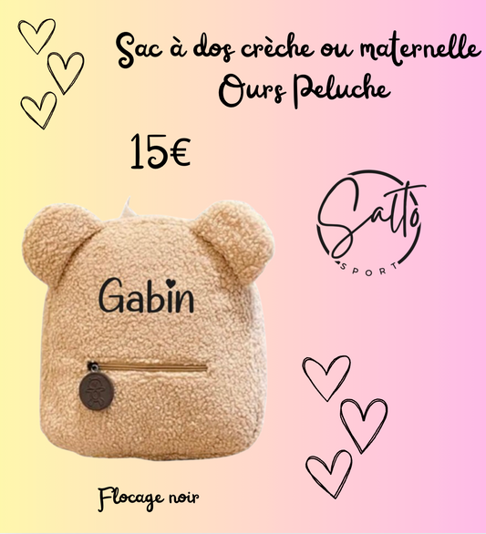 Sac maternelle ou crèche petit ours peluche