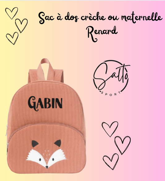 Sac maternelle ou crèche petit renard velours