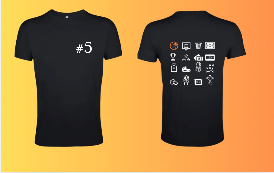 T SHIRT BASKETBALL du 4 ans au XXL personnalisé