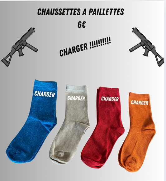 Chaussettes à paillettes CHARGER !!!!!!!!!!!