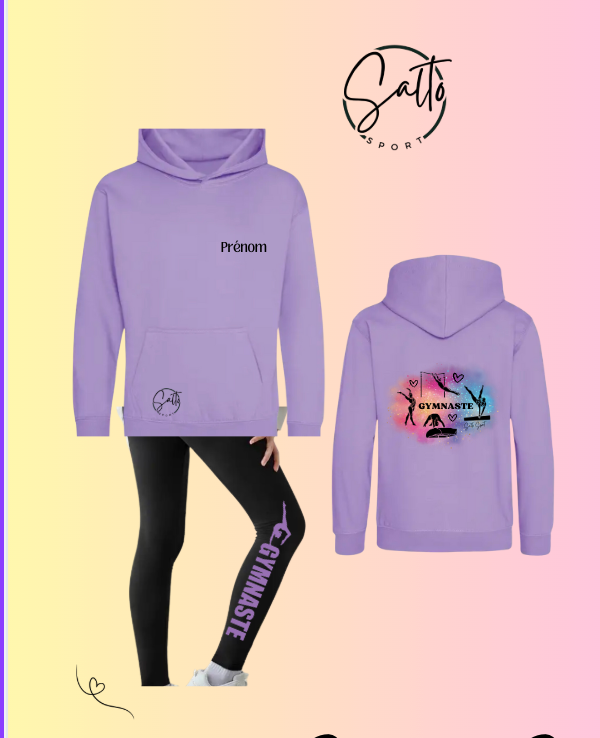 ENSEMBLE Sweat à capuche et leggings au choix rose, turquoise, mauve ou mint