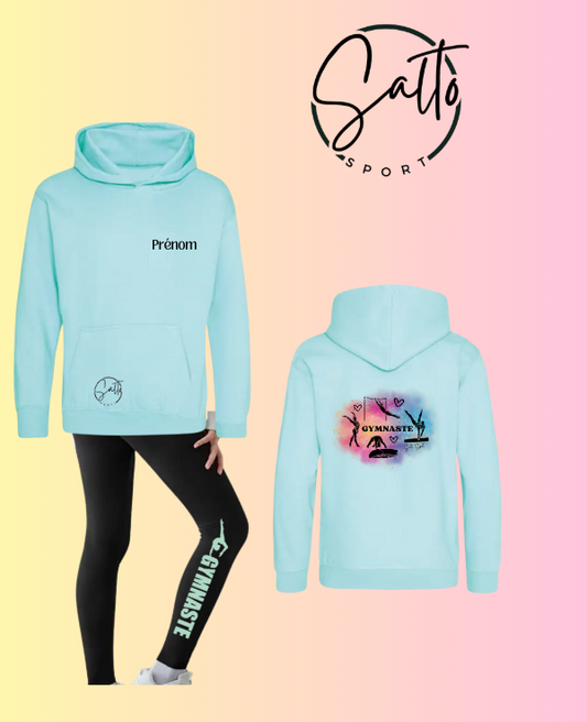 ENSEMBLE Sweat à capuche et leggings au choix rose, turquoise, mauve ou mint