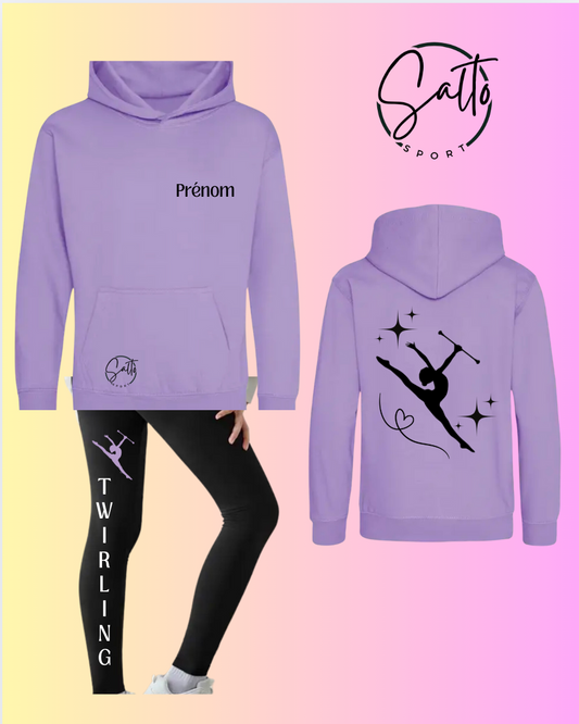Ensemble TWIRLING pastel ( bleu rose ou violet )sweat et leggings