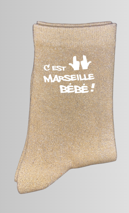 Chaussettes à paillettes C'EST MARSEILLE BÉBÉ !!!