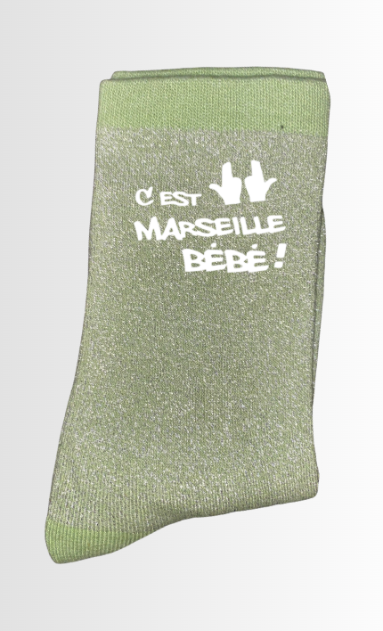 Chaussettes à paillettes C'EST MARSEILLE BÉBÉ !!!