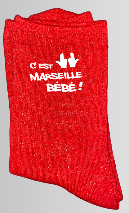 Chaussettes à paillettes C'EST MARSEILLE BÉBÉ !!!