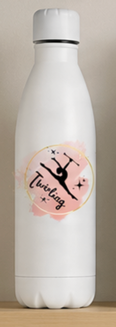 Bouteille Alu 790 ml TWIRLING PRENOM OFFERT au dos NOIR OU BLANC
