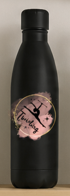 Bouteille Alu 790 ml TWIRLING PRENOM OFFERT au dos NOIR OU BLANC
