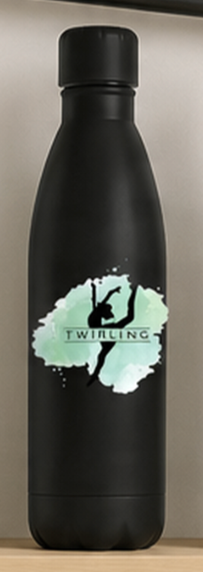 Bouteille Alu 790 ml TWIRLING PRENOM OFFERT au dos NOIR OU BLANC