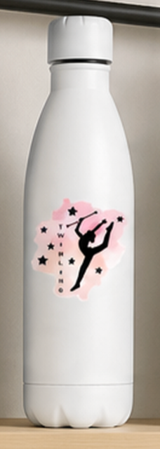 Bouteille Alu 790 ml TWIRLING PRENOM OFFERT au dos NOIR OU BLANC