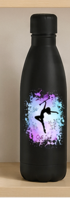Bouteille Alu 790 ml TWIRLING PRENOM OFFERT au dos NOIR OU BLANC