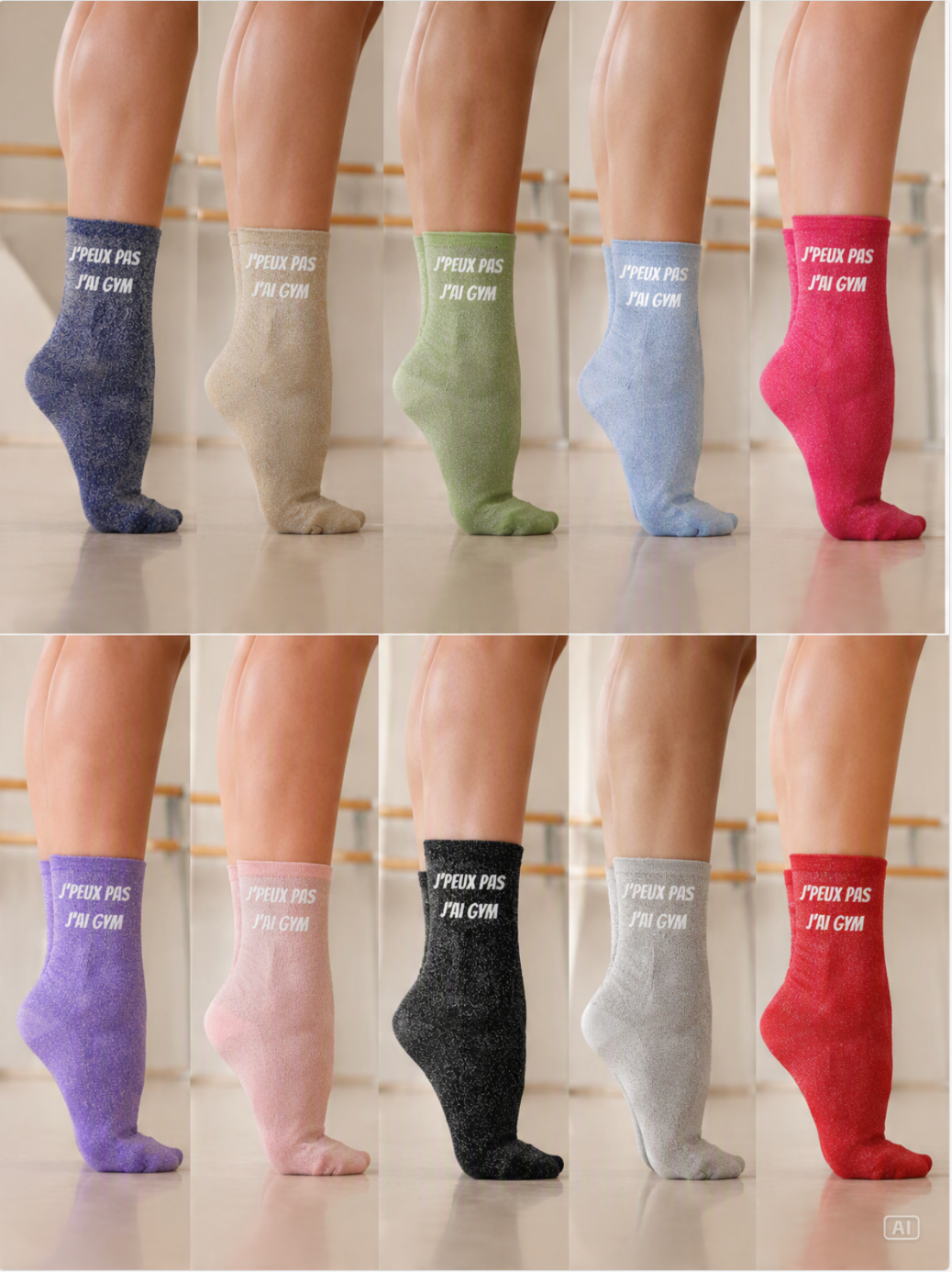 Chaussettes a paillettes J'peux pas j'ai GYM