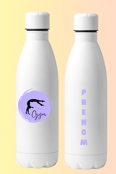 Gourde Bouteille GYM rond pastel personnalisable