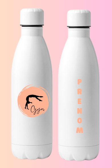 Gourde Bouteille GYM rond pastel personnalisable