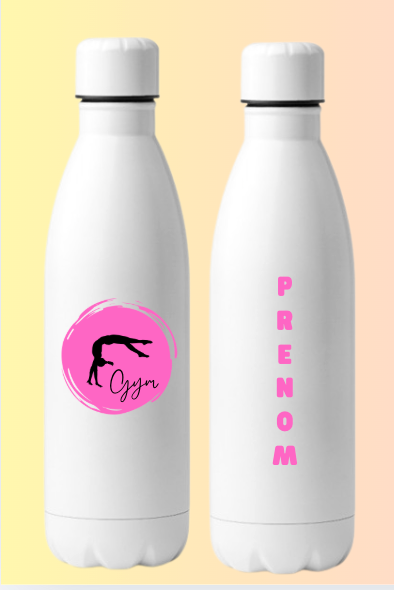 Gourde Bouteille GYM rond pastel personnalisable
