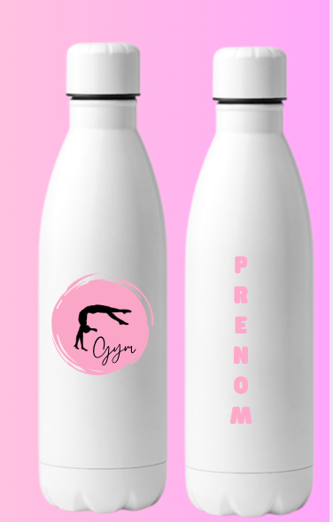 Gourde Bouteille GYM rond pastel personnalisable